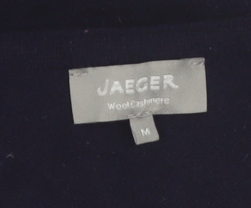 Jaeger Women Black Wool Cashmere V-Neck Pullover Jumper M