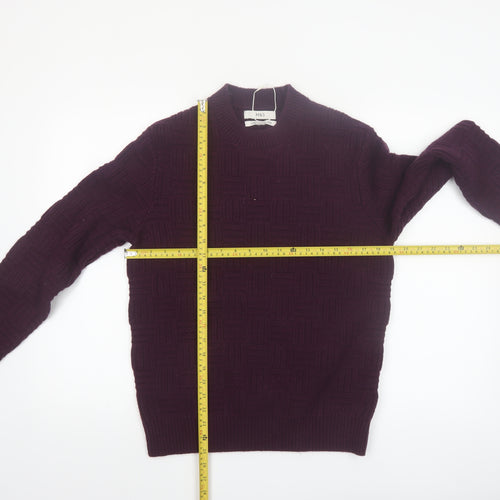 Marks and Spencer Men's Purple Lambswool Blend Jumper Size S