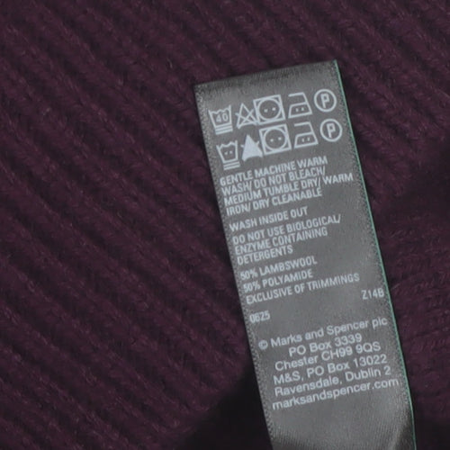 Marks and Spencer Men's Purple Lambswool Blend Jumper Size S
