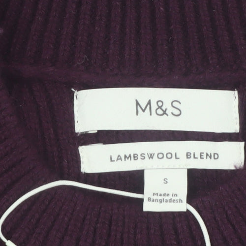 Marks and Spencer Men's Purple Lambswool Blend Jumper Size S
