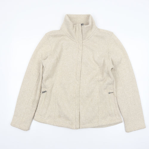 Lands' End Women's Beige Fleece Zip Jacket Size M Regular