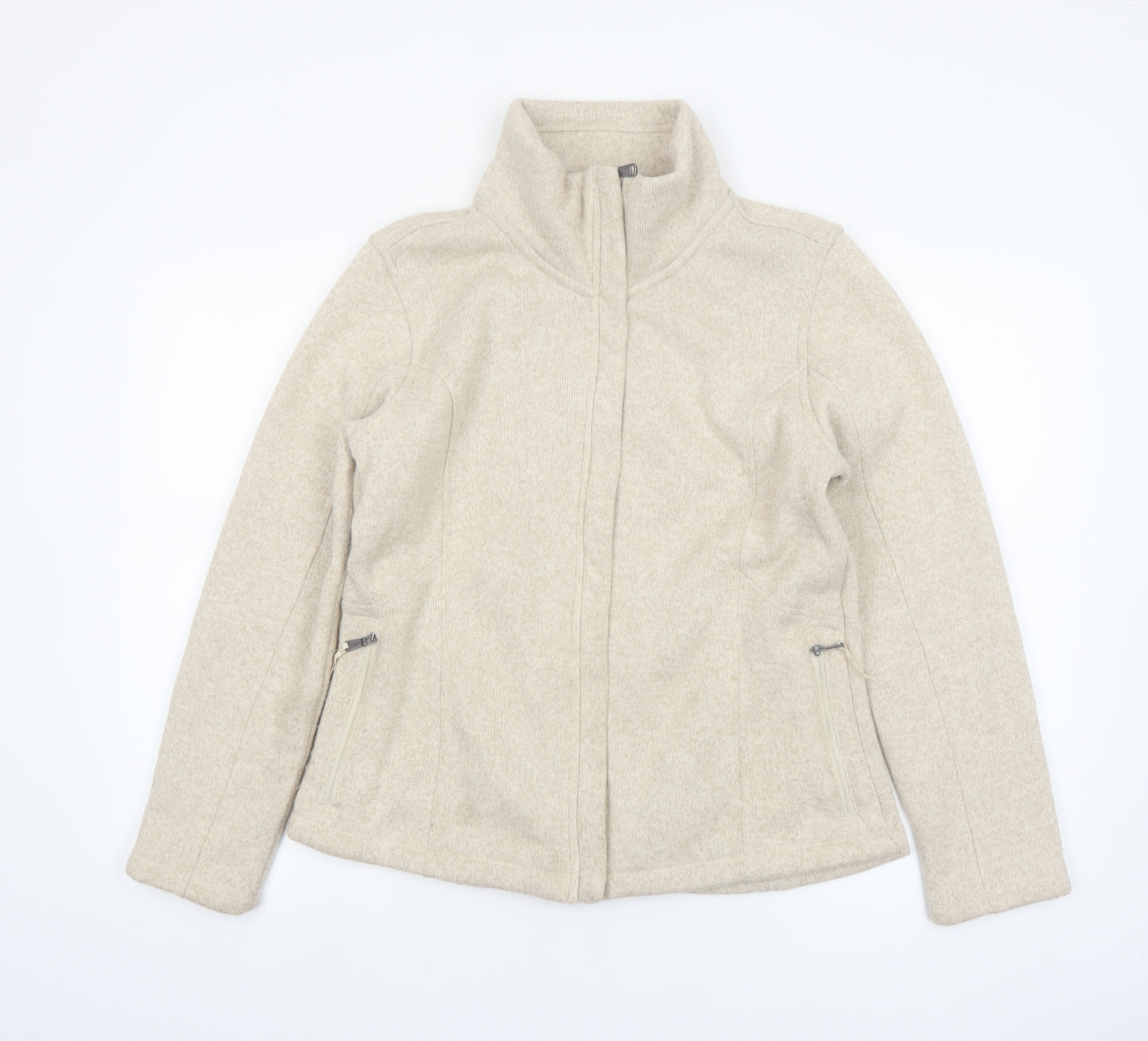 Lands' End Women's Beige Fleece Zip Jacket Size M Regular