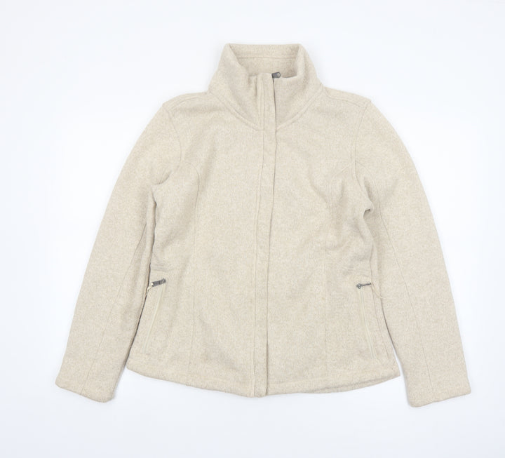 Lands' End Women's Beige Fleece Zip Jacket Size M Regular