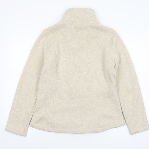 Lands' End Women's Beige Fleece Zip Jacket Size M Regular