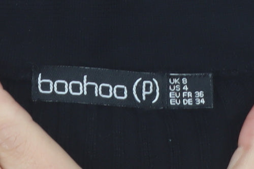 Boohoo Petite Women's Black V-Neck Button Cardigan Size 8
