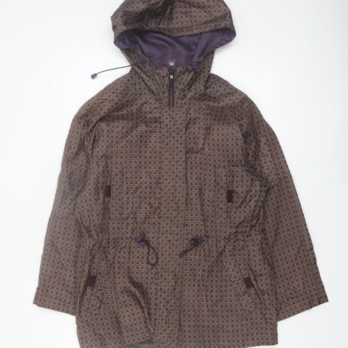 Sequence Women’s Brown Geometric Hooded Anorak Jacket XS Petite