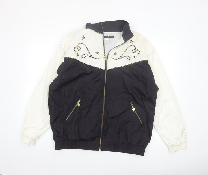 Blast Men's Black and White Nylon Bomber Jacket L Western Star Design
