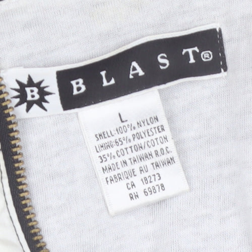 Blast Men's Black and White Nylon Bomber Jacket L Western Star Design