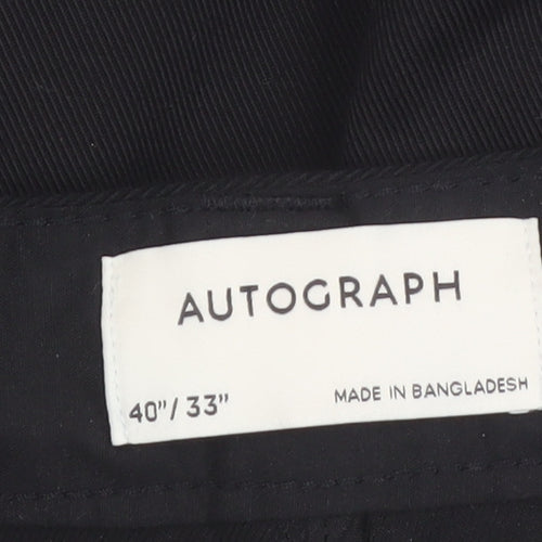 Marks and Spencer Autograph Men's Black Cotton Chino Trousers 40W 33L