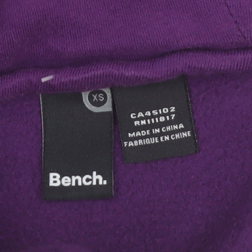 Bench Womens Purple XS Full Zip Fleece Hoodie Polyester