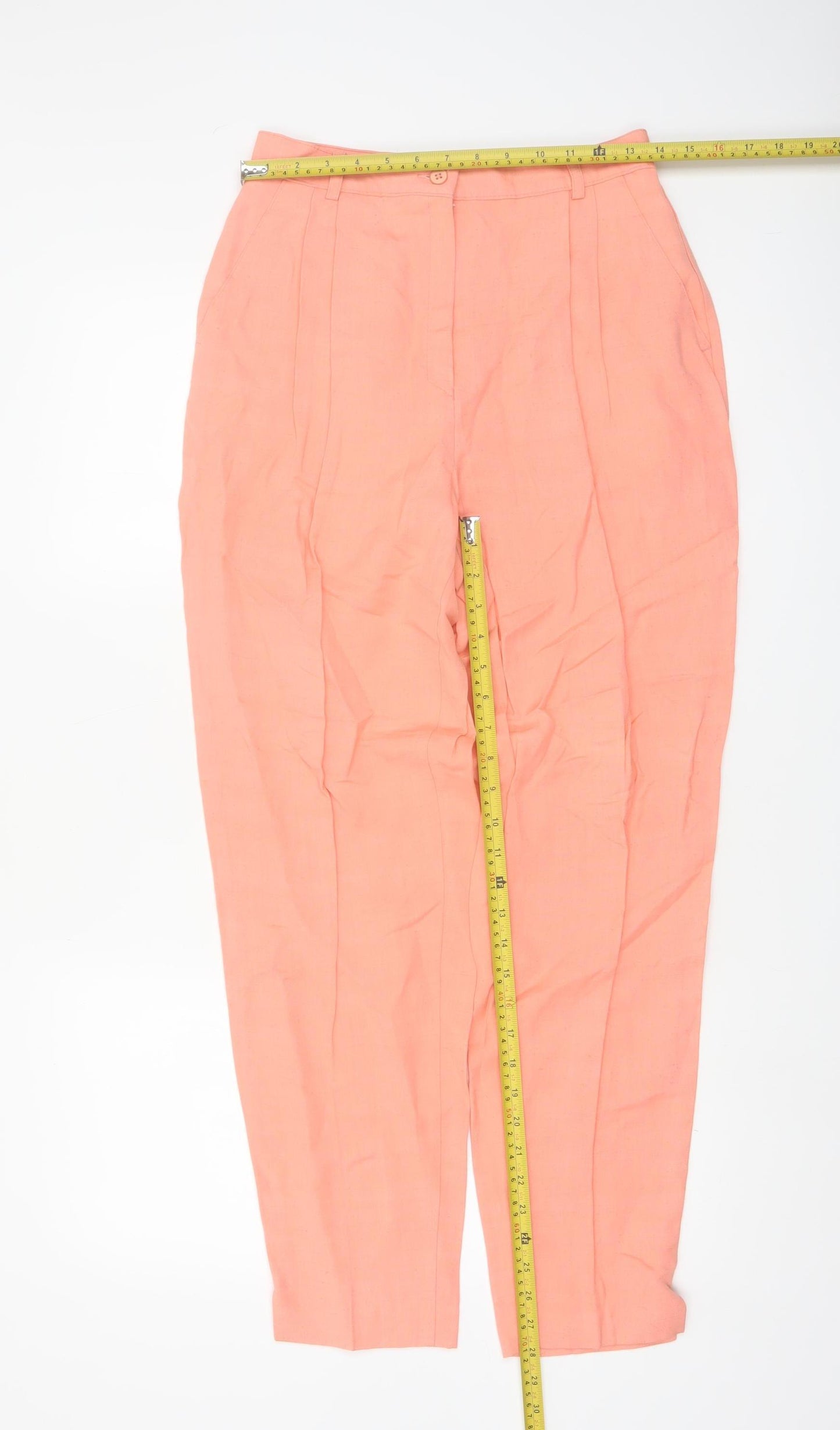 Choise by Danwear Women’s Pink Linen Viscose Pleated Trousers Size 12