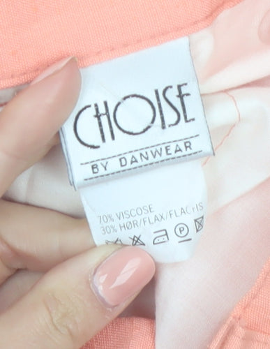 Choise by Danwear Women’s Pink Linen Viscose Pleated Trousers Size 12