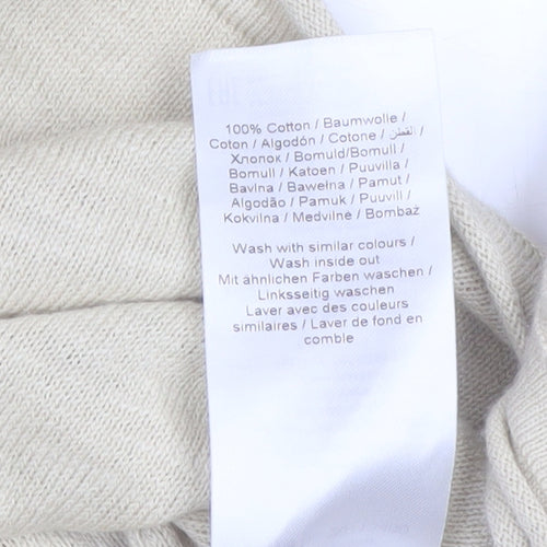 Blend Men's Beige Long Sleeve Cotton Crew Neck Top Size M