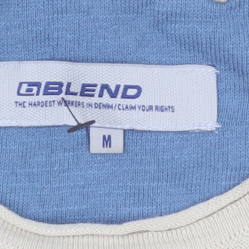 Blend Men's Beige Long Sleeve Cotton Crew Neck Top Size M