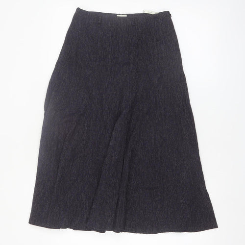 Viyella Women's Black Petite Wool Blend A-Line Midi Skirt Size 8