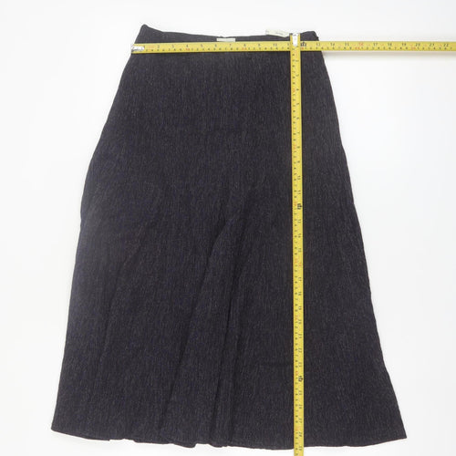Viyella Women's Black Petite Wool Blend A-Line Midi Skirt Size 8
