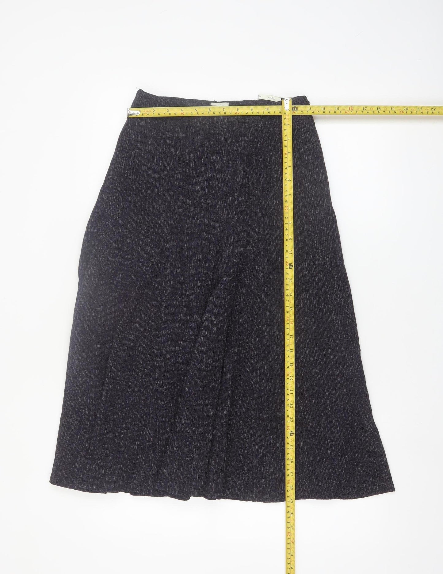 Viyella Women's Black Petite Wool Blend A-Line Midi Skirt Size 8