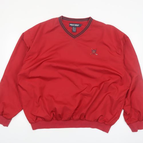 Polo Ralph Lauren Men's Red V-Neck Golf Pullover Sweatshirt L