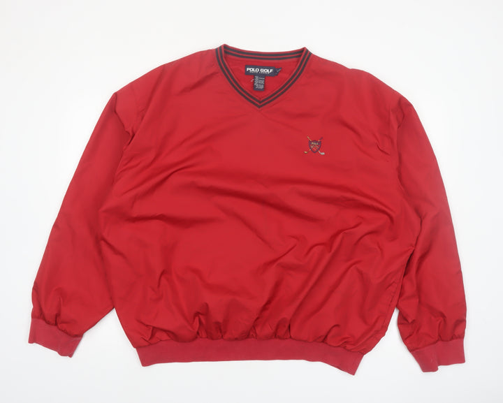 Polo Ralph Lauren Men's Red V-Neck Golf Pullover Sweatshirt L
