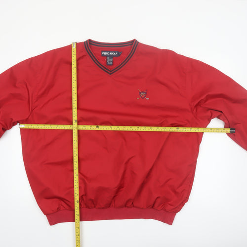 Polo Ralph Lauren Men's Red V-Neck Golf Pullover Sweatshirt L
