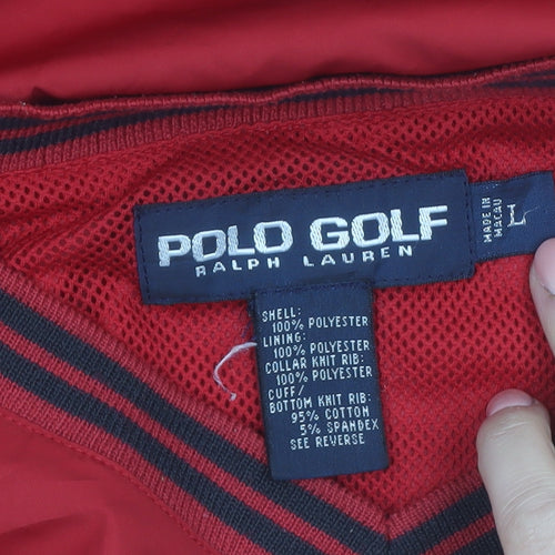 Polo Ralph Lauren Men's Red V-Neck Golf Pullover Sweatshirt L
