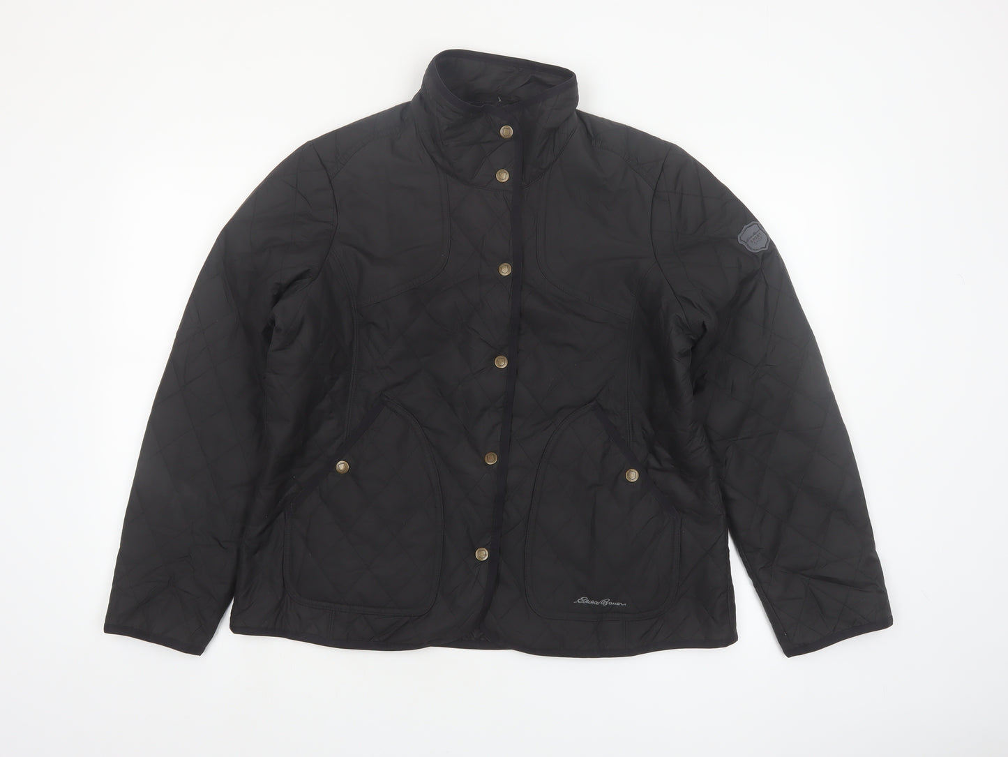 Eddie Bauer Women Black Quilted Mid-Length Jacket Size 16