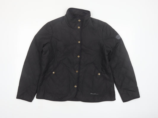 Eddie Bauer Women Black Quilted Mid-Length Jacket Size 16