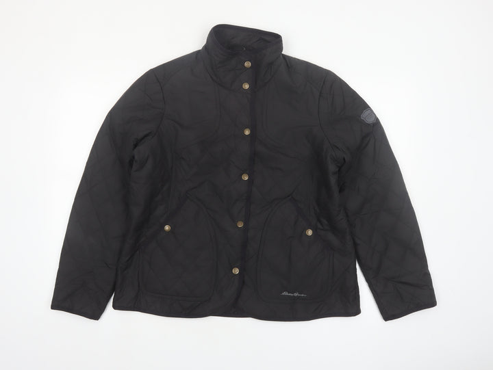Eddie Bauer Women Black Quilted Mid-Length Jacket Size 16