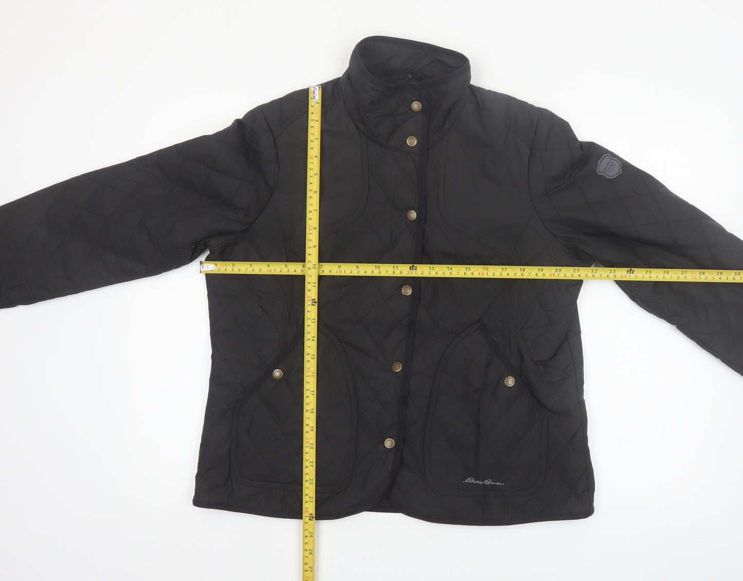 Eddie Bauer Women Black Quilted Mid-Length Jacket Size 16