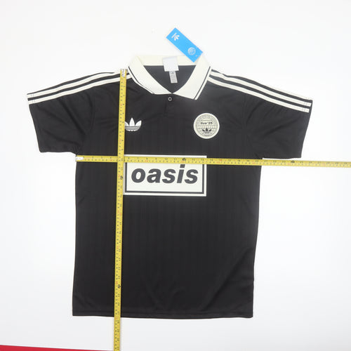 Adidas Men’s Black Oasis Polo Shirt L Music Retro Football Style