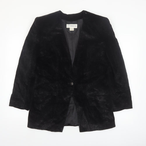 Liz Claiborne Women Black Velvet Single-Breasted Blazer Size 10