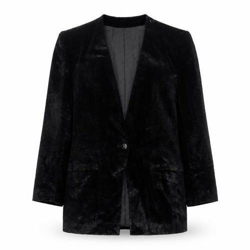 Liz Claiborne Women Black Velvet Single-Breasted Blazer Size 10