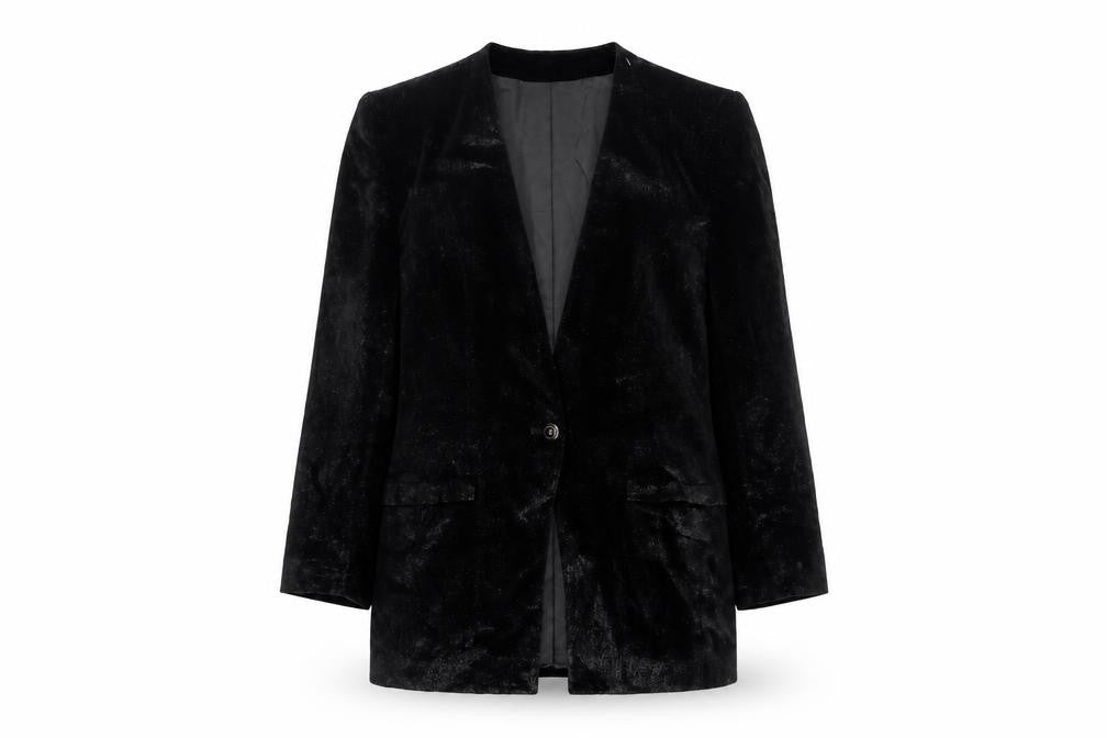 Liz Claiborne Women Black Velvet Single-Breasted Blazer Size 10
