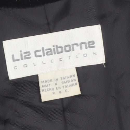 Liz Claiborne Women Black Velvet Single-Breasted Blazer Size 10