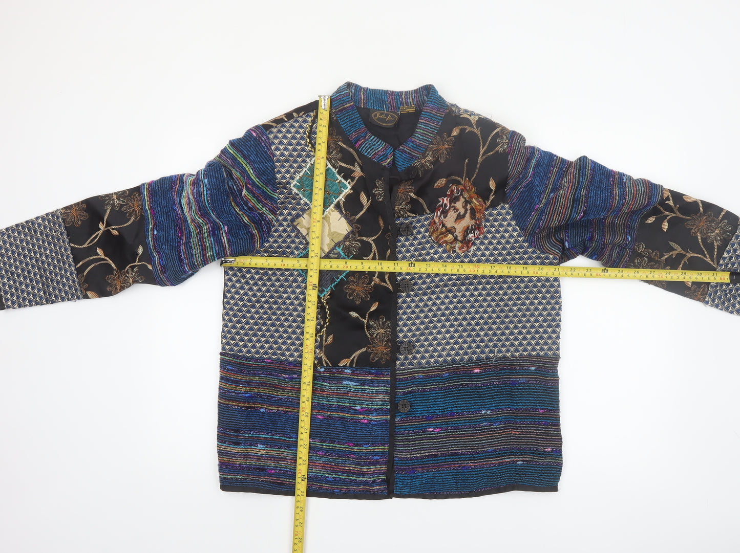 Julia Lin Women's Multicoloured Patchwork Jacket Size M Bohemian Style