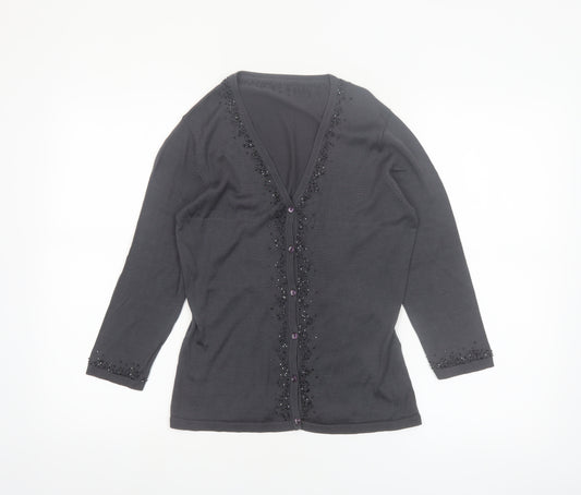 Marks and Spencer Womens Pewter Beaded Silk Cardigan UK 10