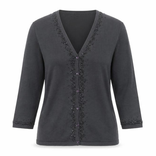 Marks and Spencer Womens Pewter Beaded Silk Cardigan UK 10