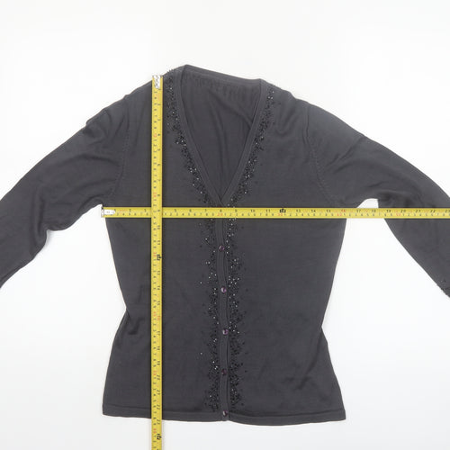 Marks and Spencer Womens Pewter Beaded Silk Cardigan UK 10