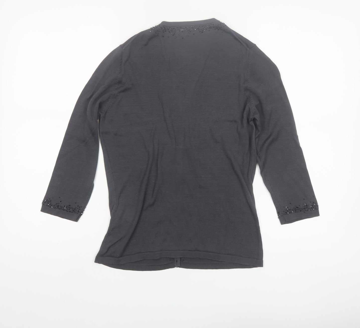 Marks and Spencer Womens Pewter Beaded Silk Cardigan UK 10