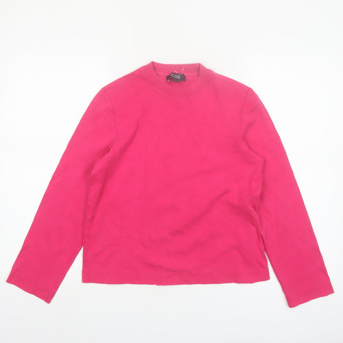 COS Women Pink Long Sleeve Basic Cotton Crew Neck T-Shirt XS