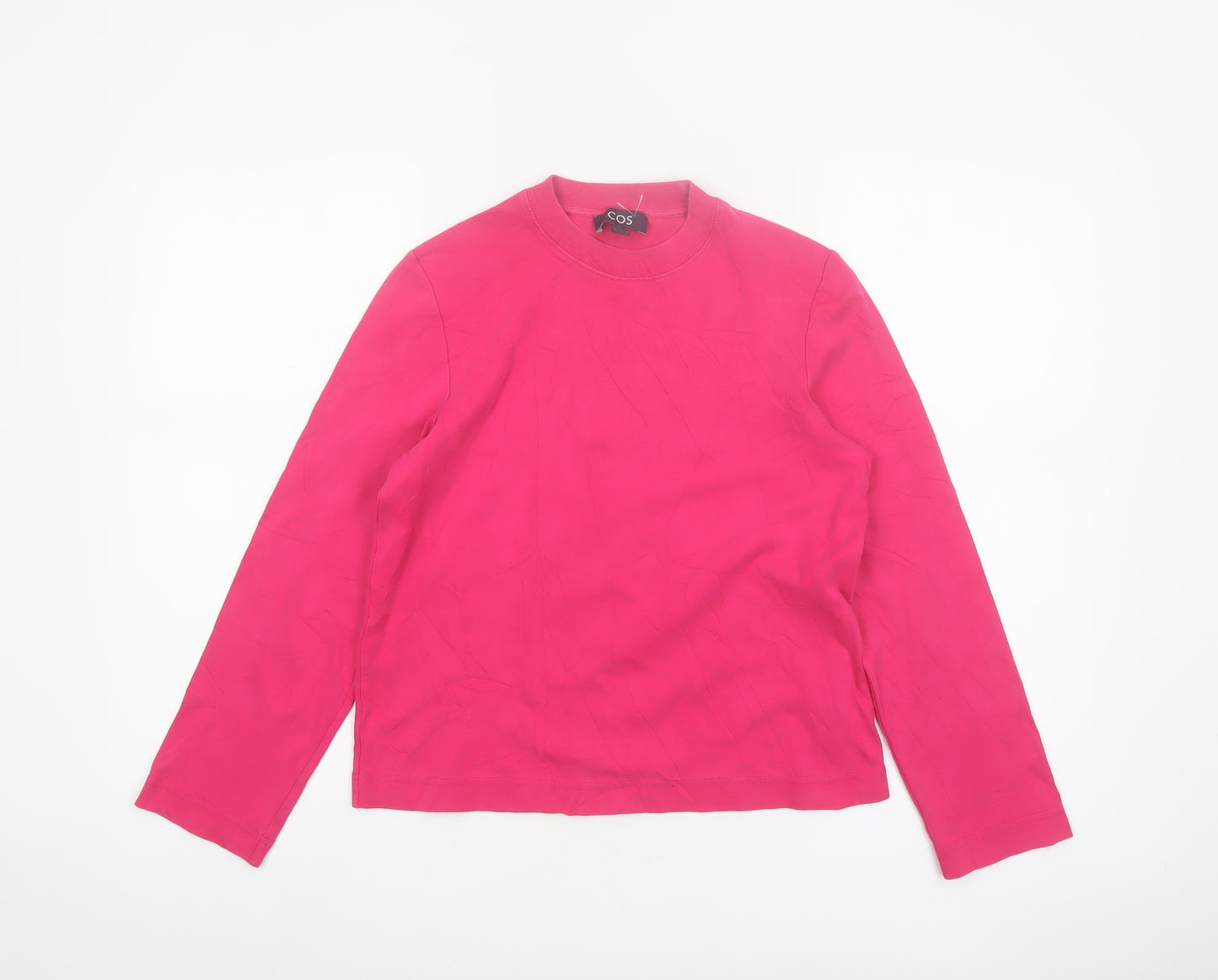 COS Women Pink Long Sleeve Basic Cotton Crew Neck T-Shirt XS