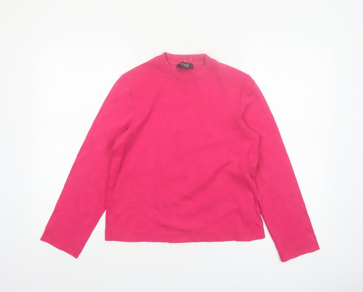 COS Women Pink Long Sleeve Basic Cotton Crew Neck T-Shirt XS