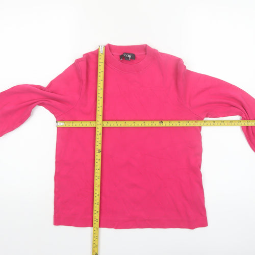 COS Women Pink Long Sleeve Basic Cotton Crew Neck T-Shirt XS