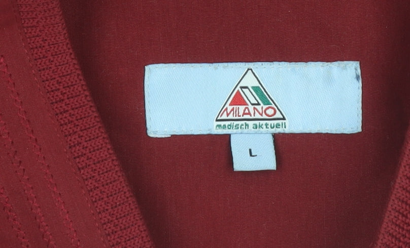 Milano Men's Red Bomber Jacket L Polyester Casual Vintage