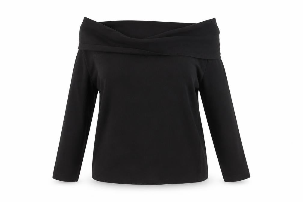 Marks and Spencer Women’s Black Size 18 Off Shoulder Knit Jumper