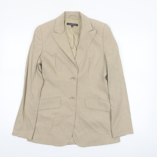 The Millennium Magic Beige Pinstripe Linen Blend Single-Breasted Blazer Size 8