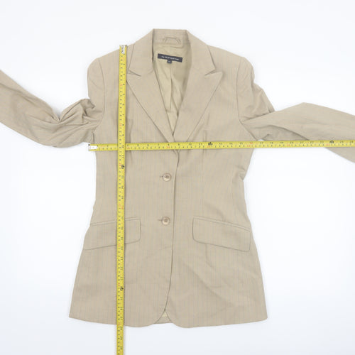 The Millennium Magic Beige Pinstripe Linen Blend Single-Breasted Blazer Size 8
