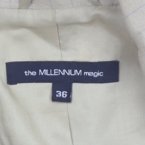 The Millennium Magic Beige Pinstripe Linen Blend Single-Breasted Blazer Size 8