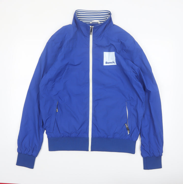 Bench Men's Blue Bomber Jacket L Lightweight Full Zip Windproof