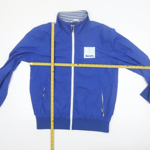Bench Men's Blue Bomber Jacket L Lightweight Full Zip Windproof